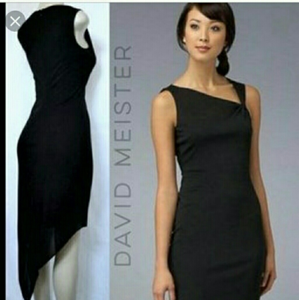 David Meister Asymmetrical Little Black Dress